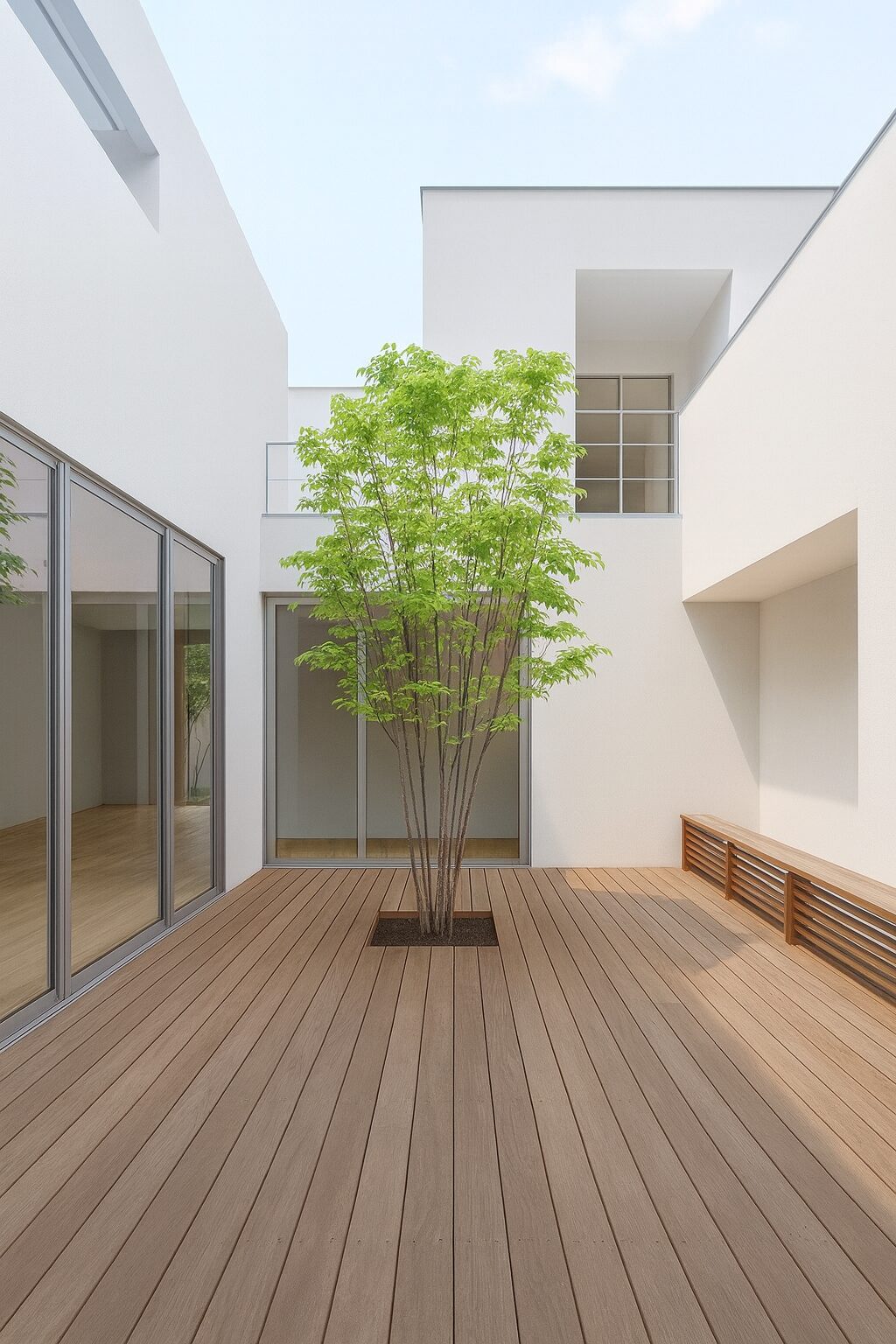 中庭のある家の美しい景観