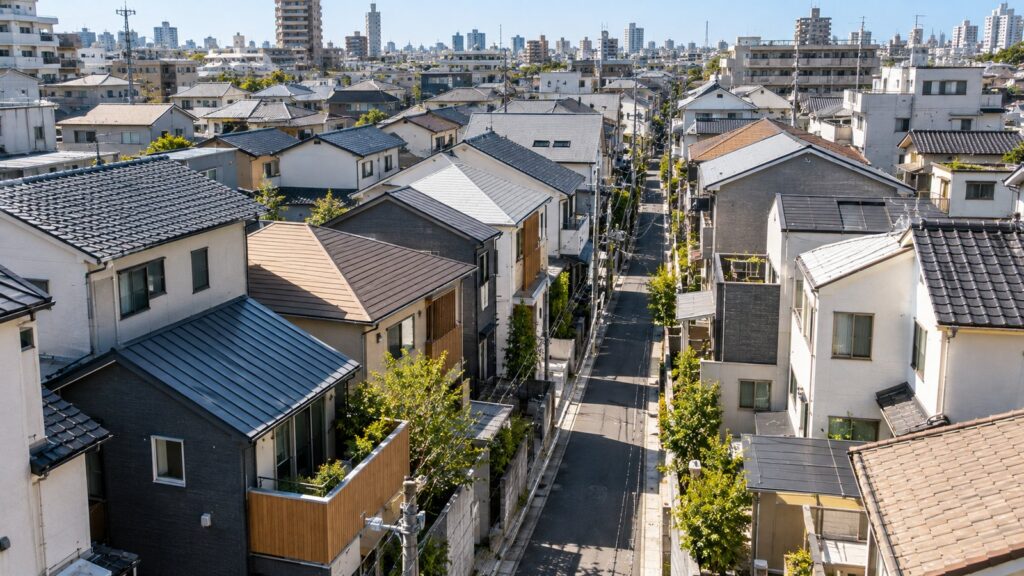 住宅が建て込んだ市街地の街並み